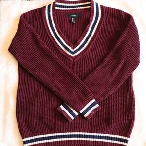 Forever 21 knit sweater Maroon, White, Navy